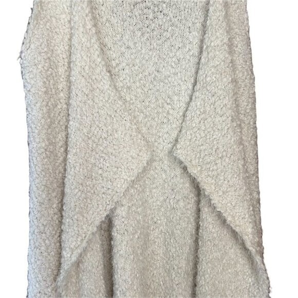 Alya Open Front Waterfall Sleeveless Soft Cozy Boho Cardigan Cream Vest M - Picture 5 of 11
